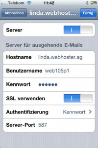 iPhone SMTP Port