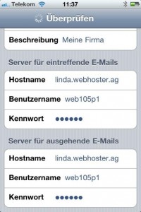 iPhone IMAP Daten
