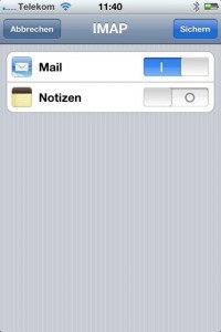 iPhone IMAP sichern
